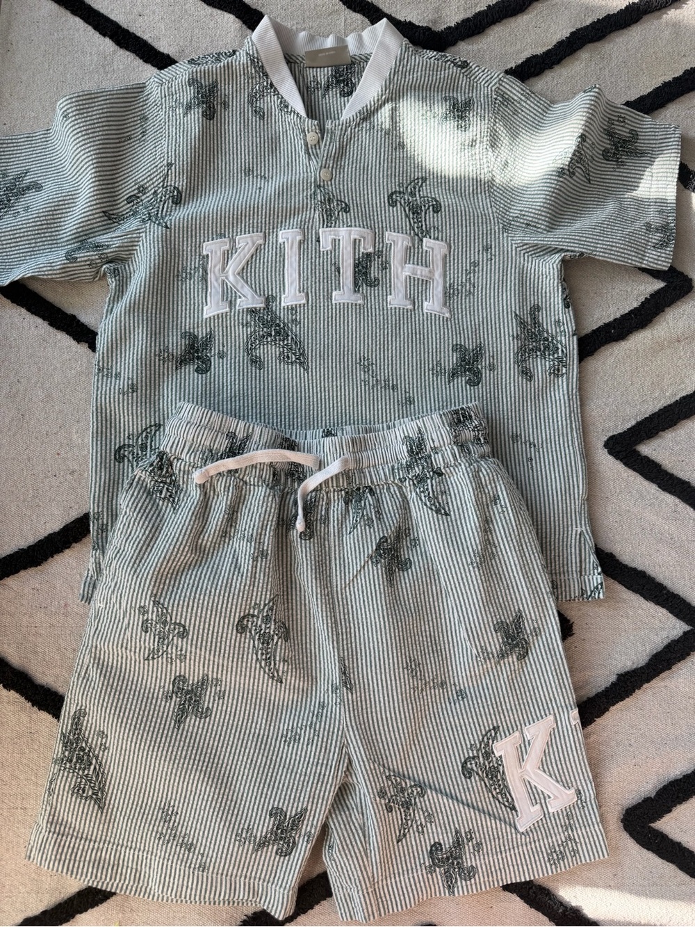 KITH Kids Mint Green Striped short Set